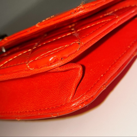 CHANEL Coral Red & Silver Patent Leather Reissue Wallet On Chain WOC - Picture 6 of 8